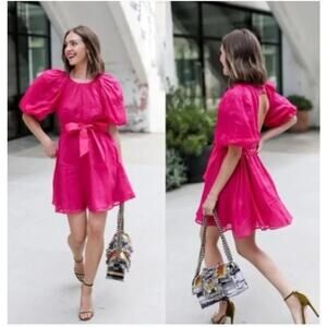 NEW! Banana Republic 'Ramie' Open Back Dress in DARK MAGENTA (M)